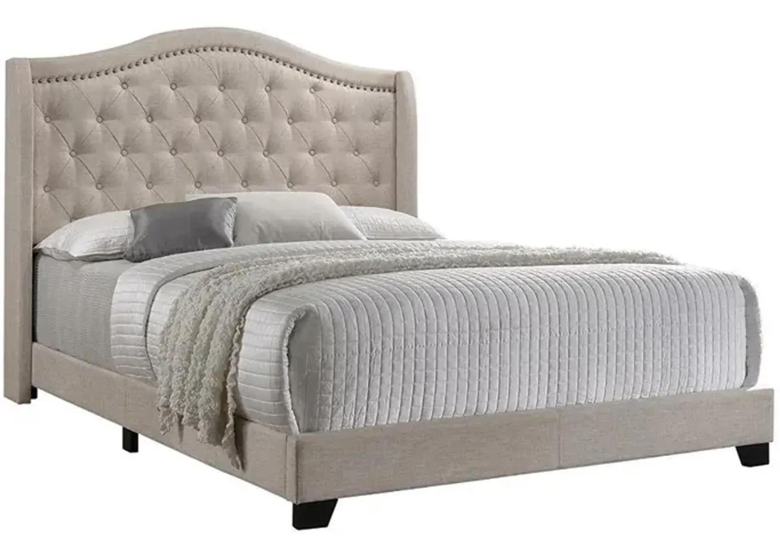 Coaster Sonoma Upholstered King Wingback Bed Beige