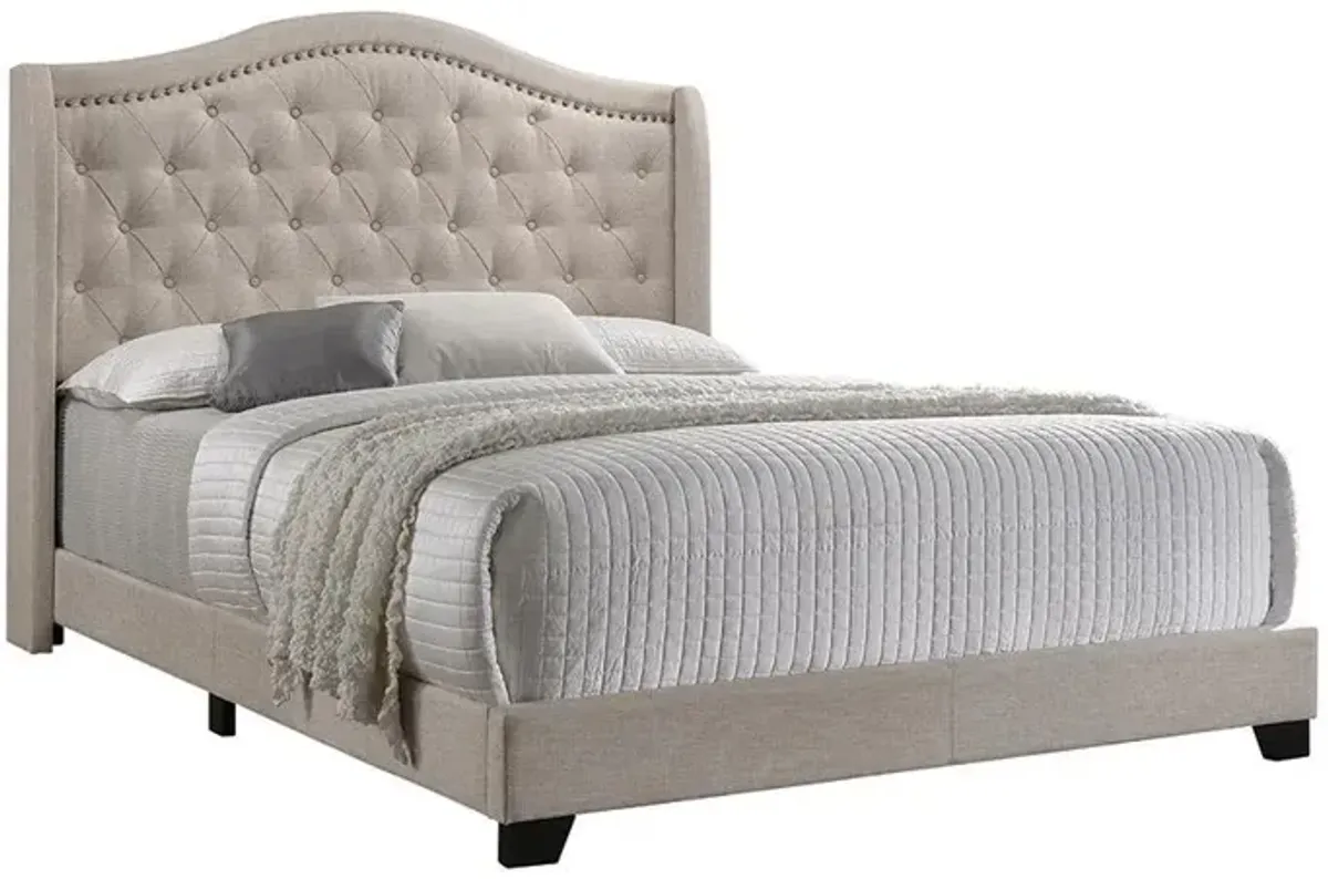 Coaster Sonoma Upholstered King Wingback Bed Beige