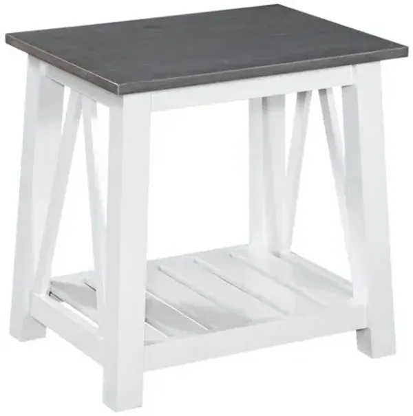 John Thomas Surrey End Table in Heather Gray & White