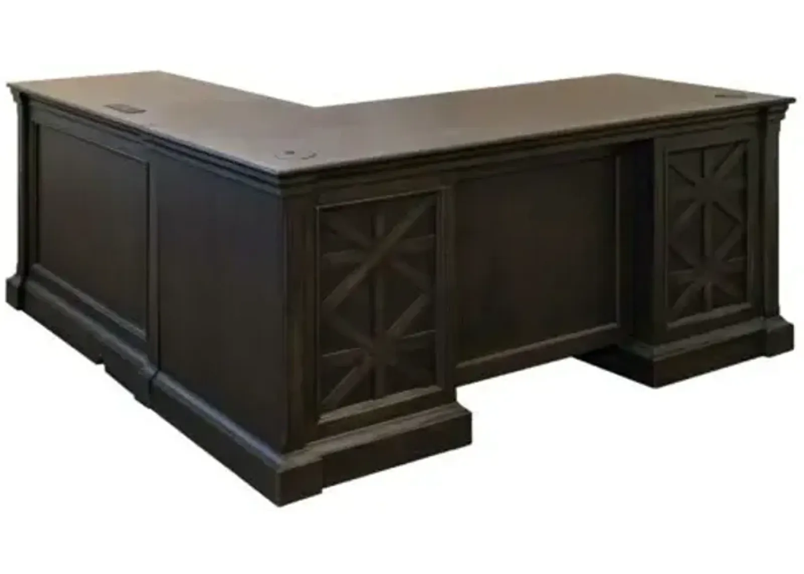 Martin Furniture Kingston Dark Chocolate Rub Through with Criss-Cross Detail Rhf Return For L Desk