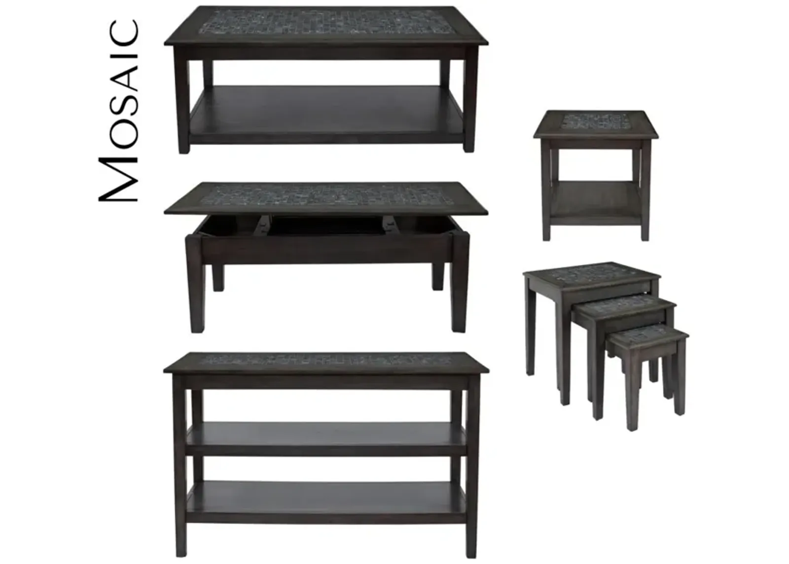 Jofran Grey Mosaic Lift-Top Cocktail Table Grey