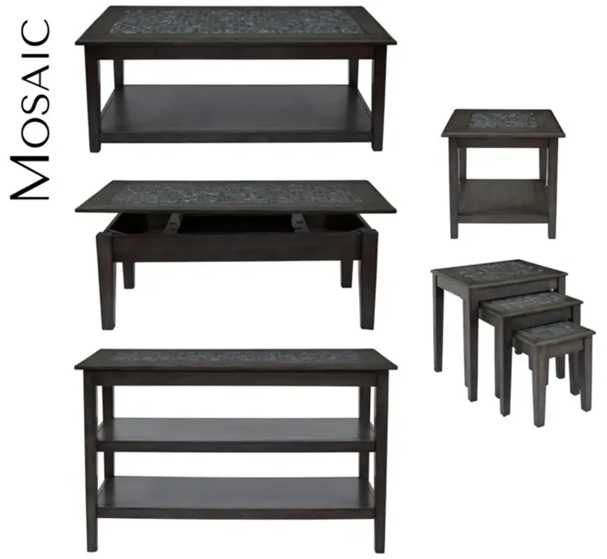 Jofran Grey Mosaic Lift-Top Cocktail Table Grey