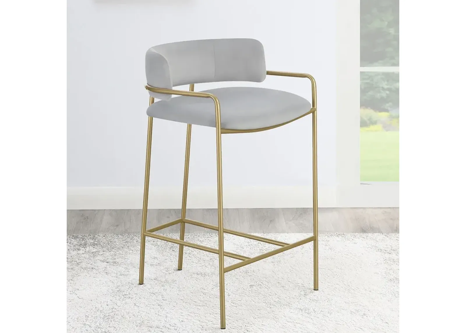 Coaster Comstock Upholstered Low Back Stool Grey & Gold