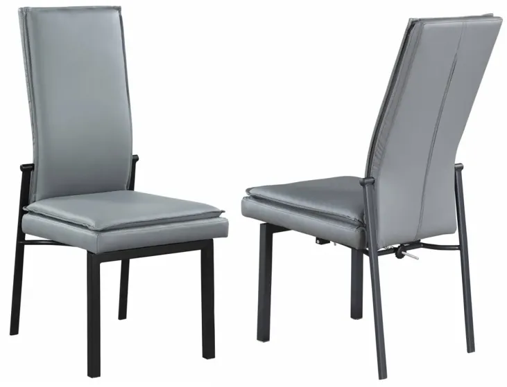 MONICA GREY MOTION-BACK SIDE CHAIR WITH SEMI-ATTACHED SEAT CUSHION