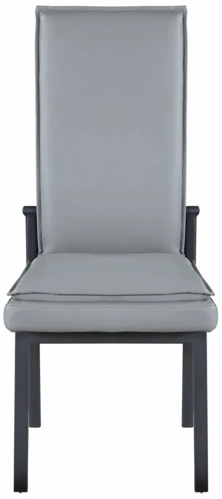 MONICA GREY MOTION-BACK SIDE CHAIR WITH SEMI-ATTACHED SEAT CUSHION