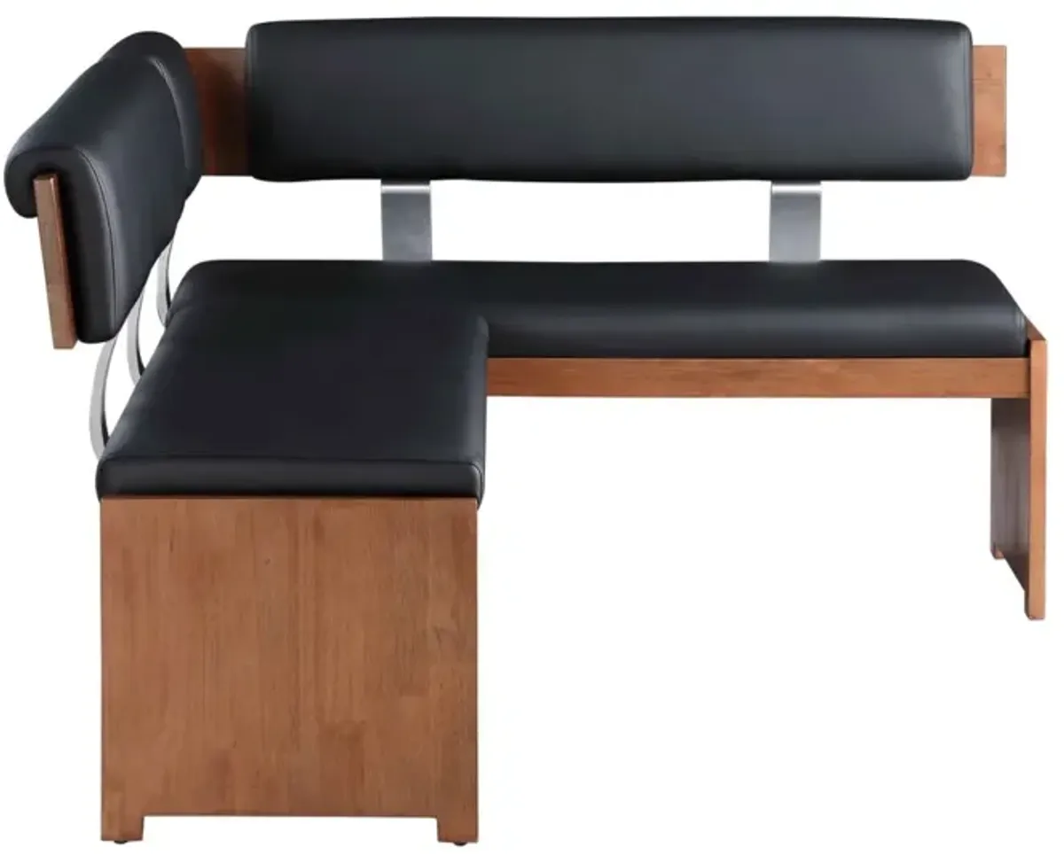 Chintaly Emma Black Upholstered Dining Nook Bench with Solid Wood Frame