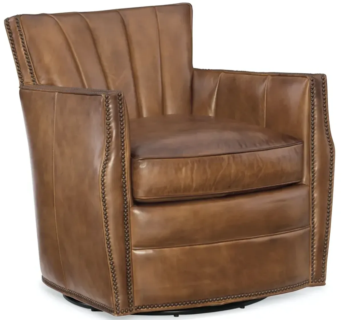 Hooker Furniture Carson Checkmate Pawn Swivel Club Leather Chair