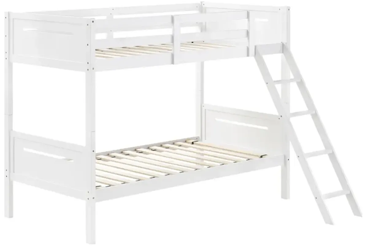 Coaster Littleton Wood Twin Over Twin Bunk Bed White