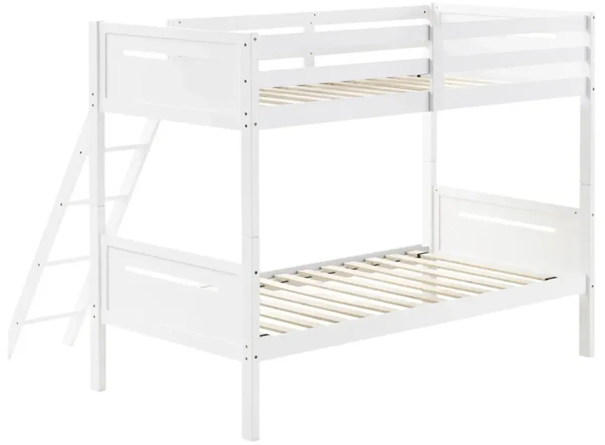 Coaster Littleton Wood Twin Over Twin Bunk Bed White