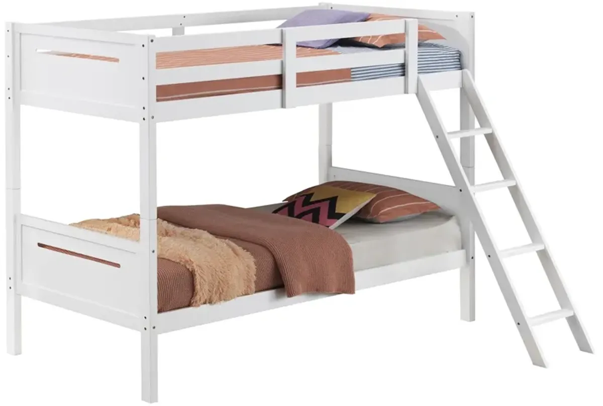 Coaster Littleton Wood Twin Over Twin Bunk Bed White