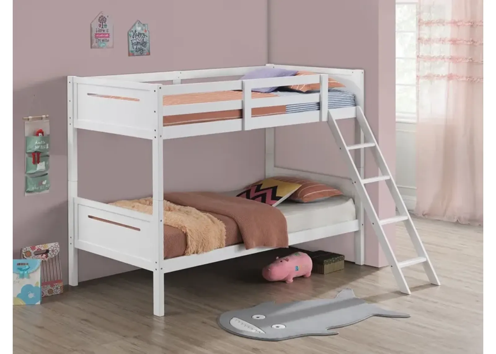 Coaster Littleton Wood Twin Over Twin Bunk Bed White