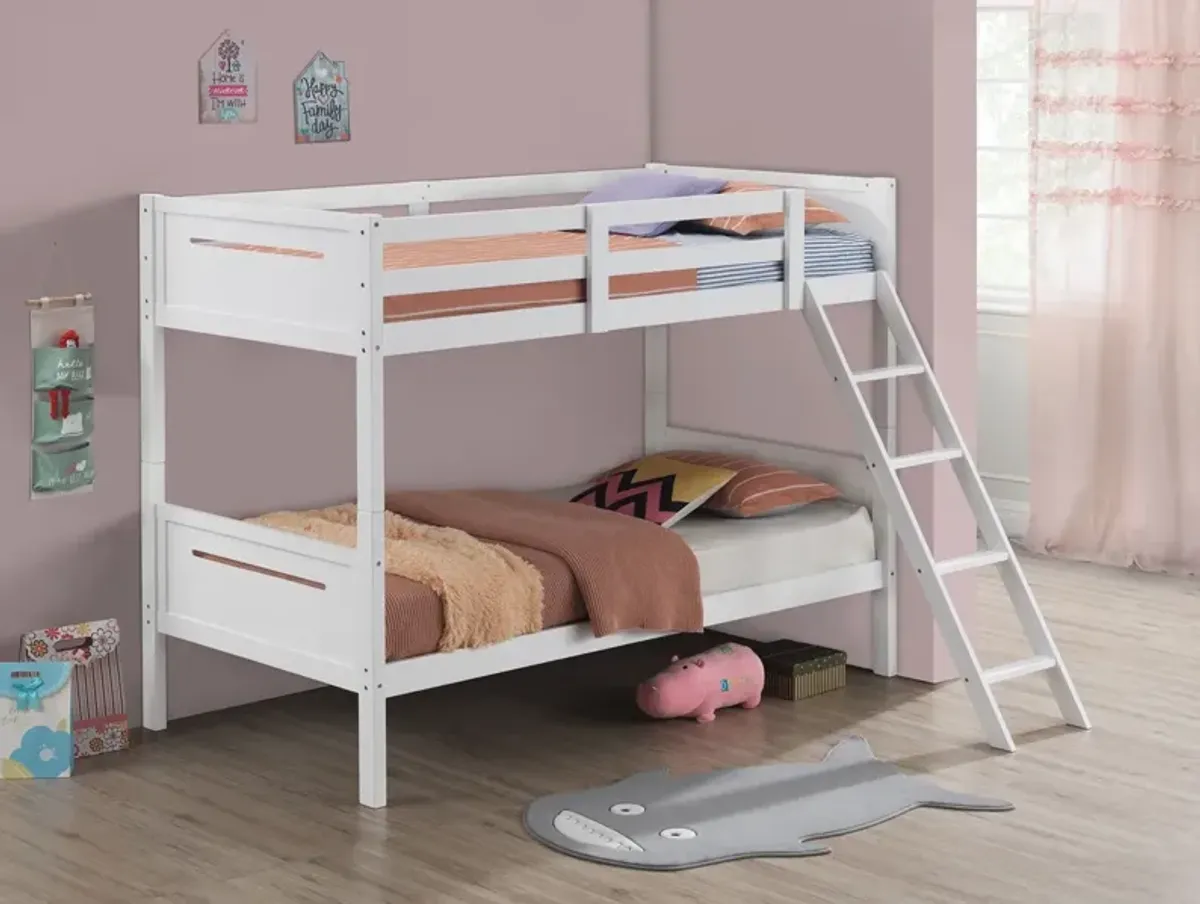 Coaster Littleton Wood Twin Over Twin Bunk Bed White