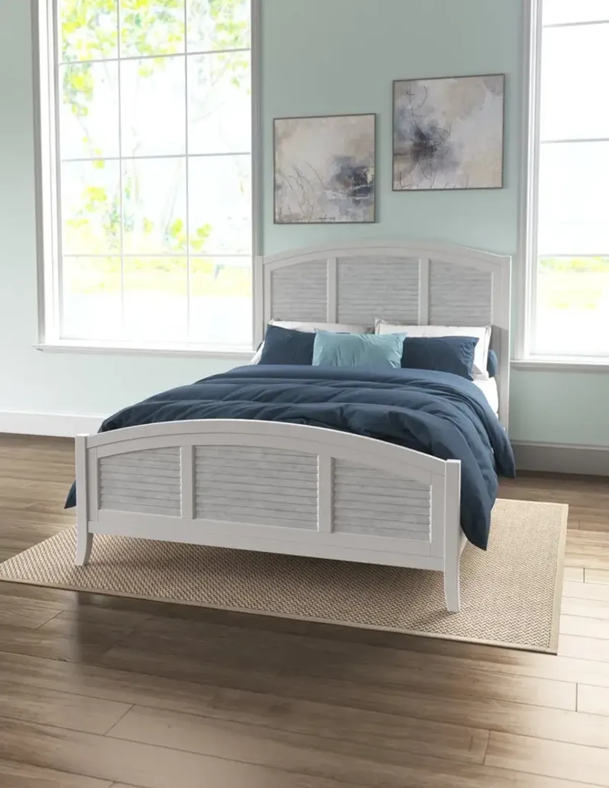 John Thomas High Tide Hampton Arch Queen Bed in Chalk & White