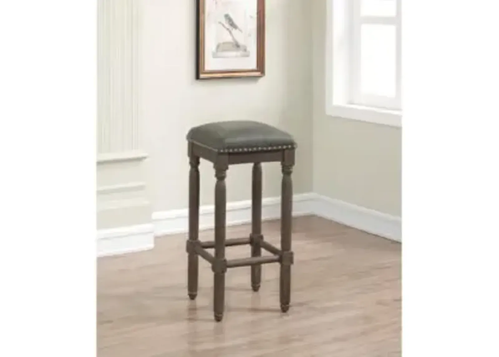 American Woodcrafters Bronson Backless Stool Wood Frame Barstool in Wire-Brushed Driftwood Finish