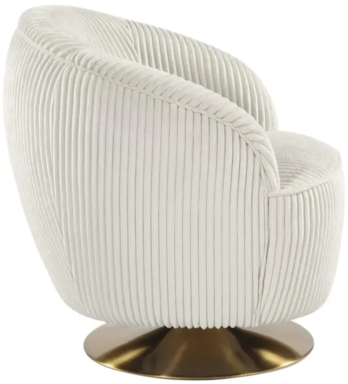 CHARLESTON BEIGE MODERN BARREL ACCENT CHAIR WITH SWIVEL & WOODEN LEGS