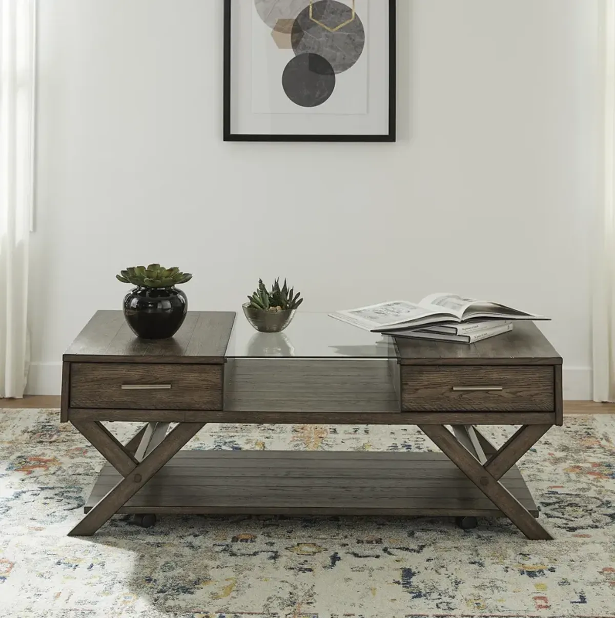 Liberty Furniture Lennox Weathered Chestnut Display Cocktail Table