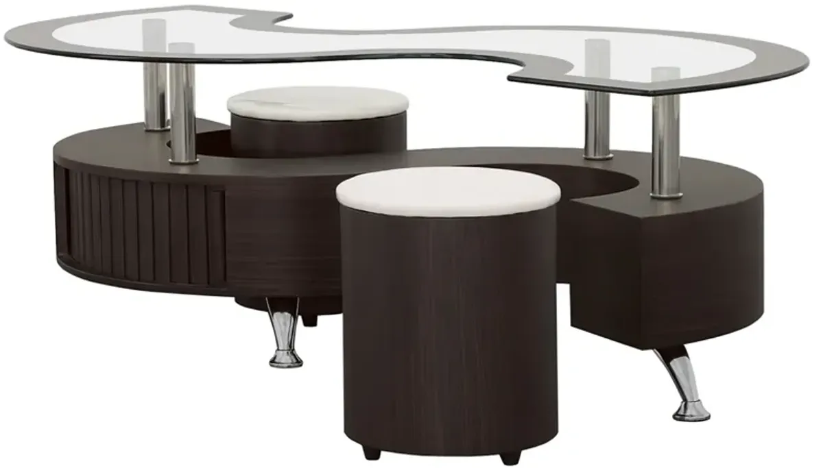 Coaster Buckley 3-Piece Coffee Table & Stools Set Cappuccino