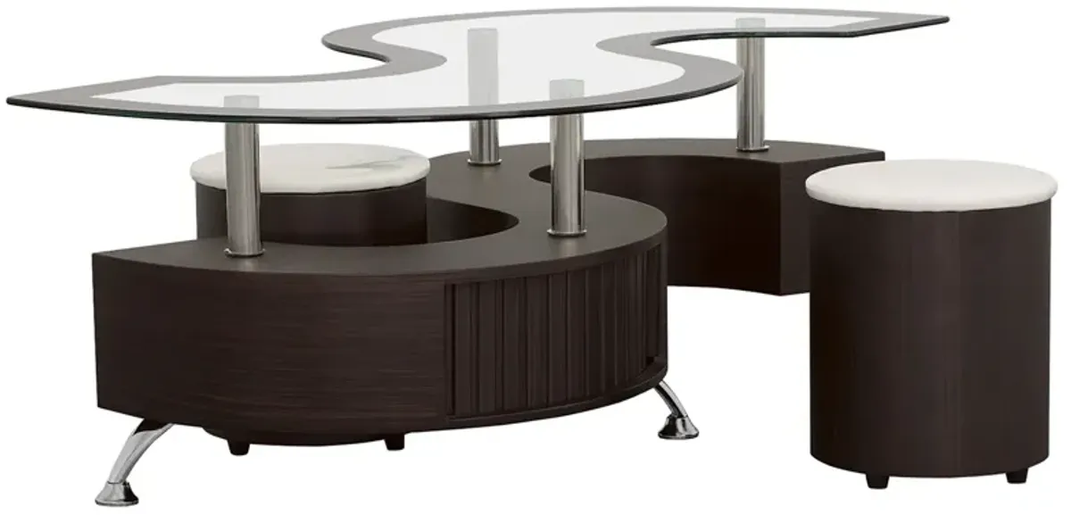 Coaster Buckley 3-Piece Coffee Table & Stools Set Cappuccino