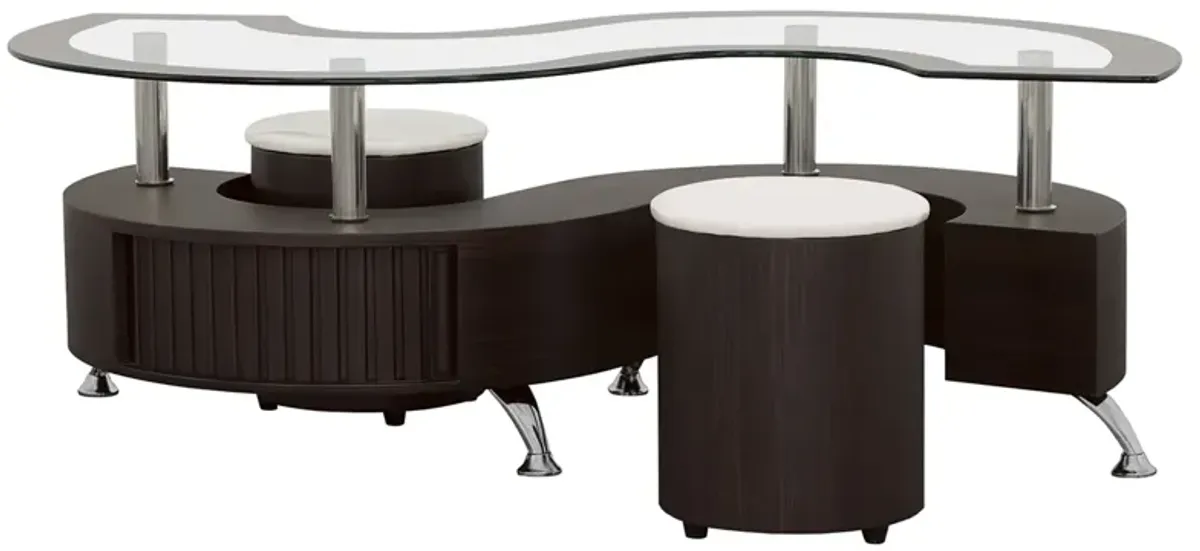 Coaster Buckley 3-Piece Coffee Table & Stools Set Cappuccino