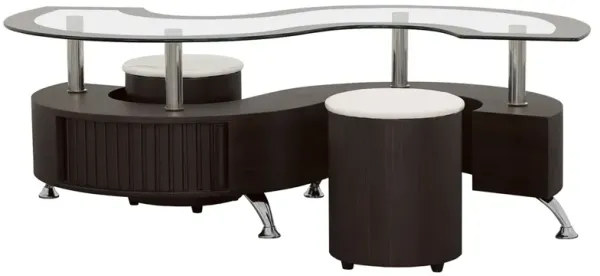 Coaster Buckley 3-Piece Coffee Table & Stools Set Cappuccino