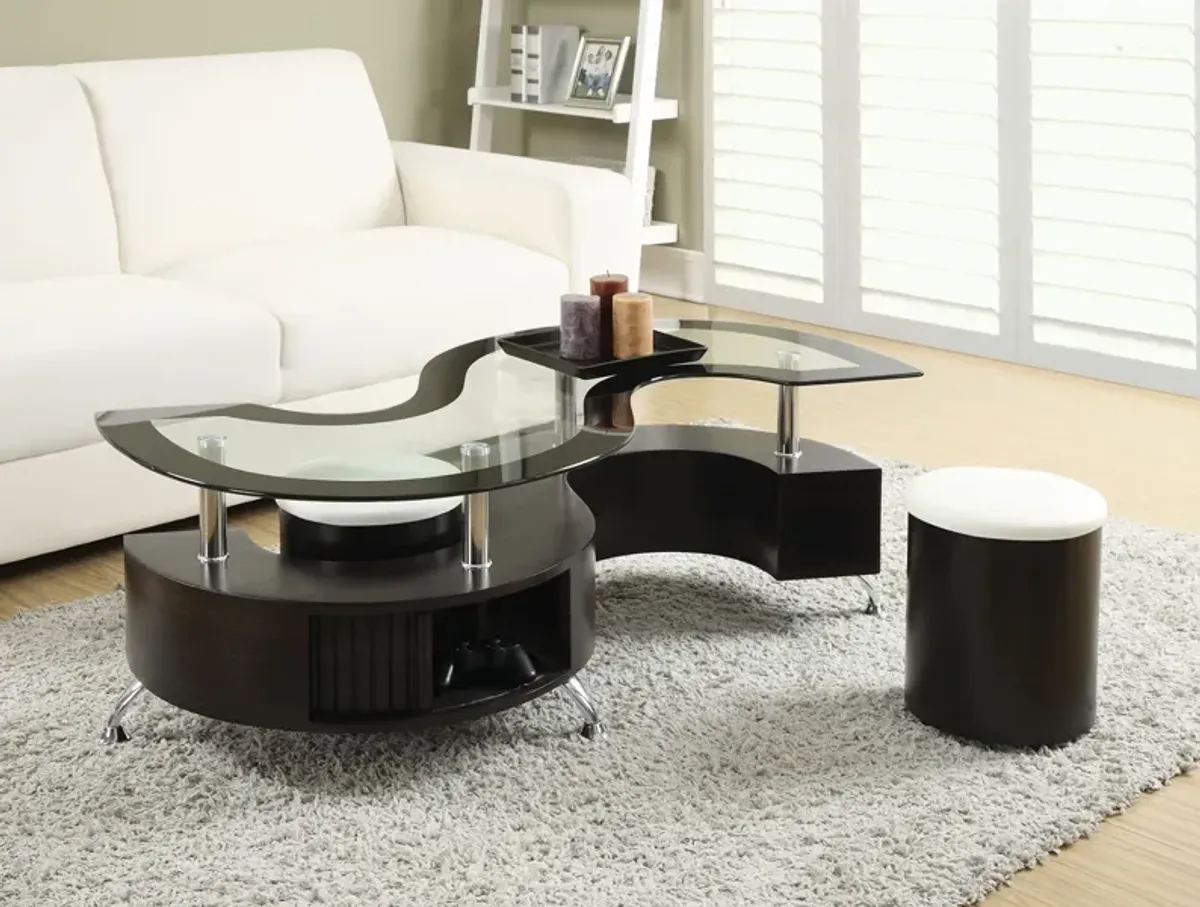 Coaster Buckley 3-Piece Coffee Table & Stools Set Cappuccino