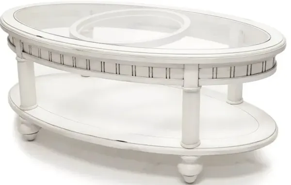 Seawinds Monaco Oval Coffee Table with Tray Insert Blanc Finish