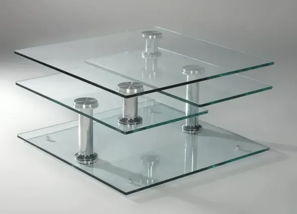 Chintaly Contemporary Multi-Top Motion Glass Cocktail Table