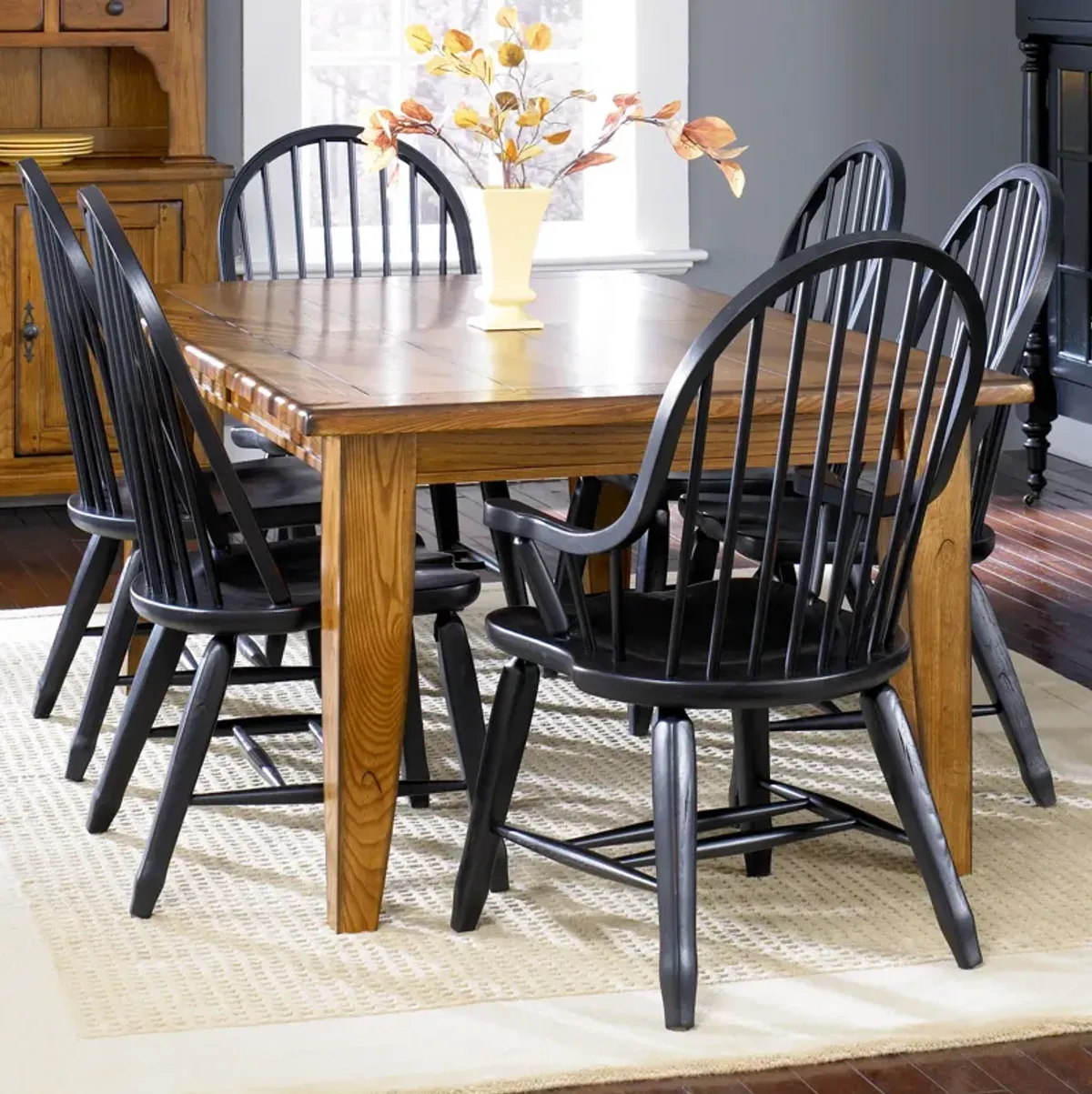 Liberty Furniture 7-Piece Rustic Oak/Black Dining Table Set Treasures