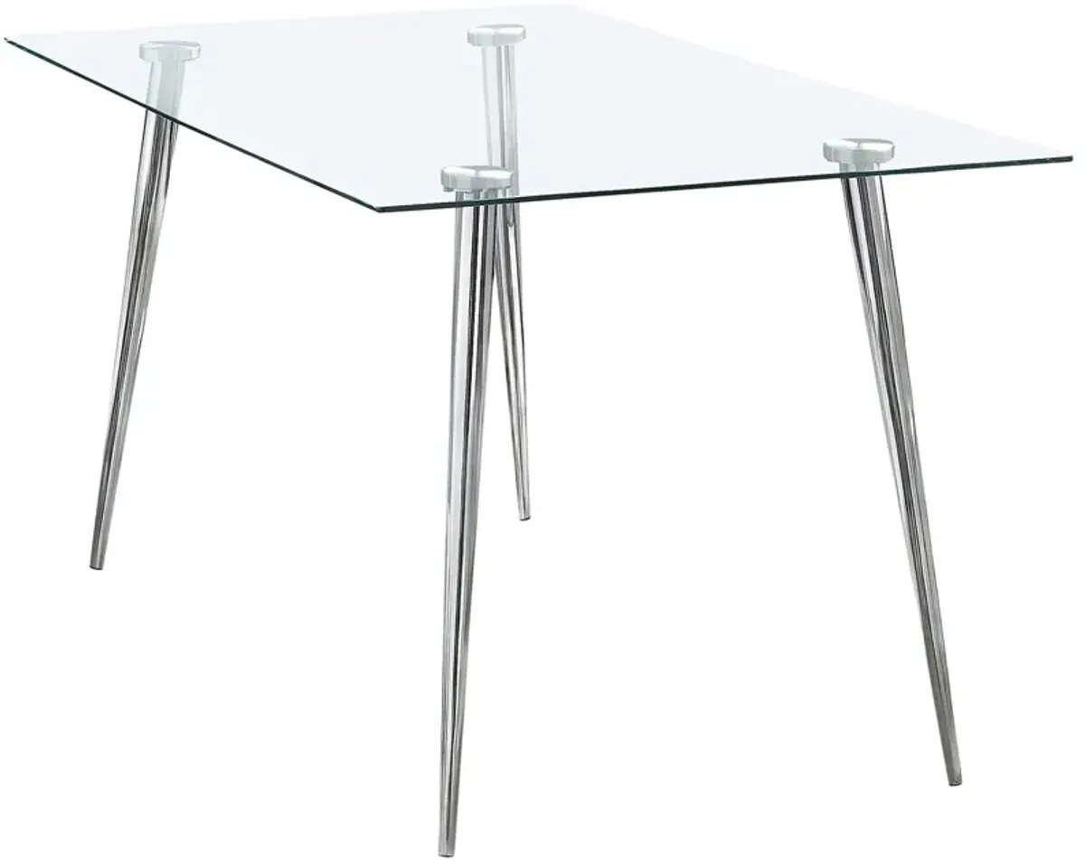 Coaster Gilman Rectangular 64 Inch Glass Top Dining Table Chrome