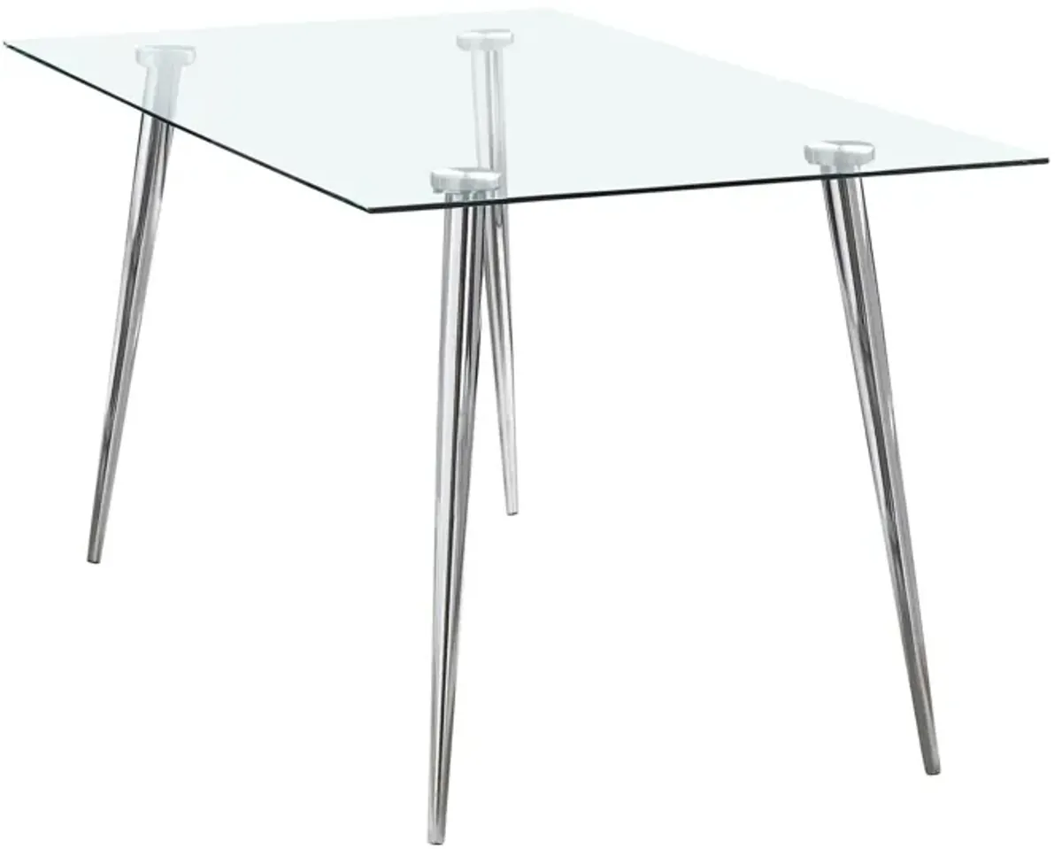 Coaster Gilman Rectangular 64 Inch Glass Top Dining Table Chrome