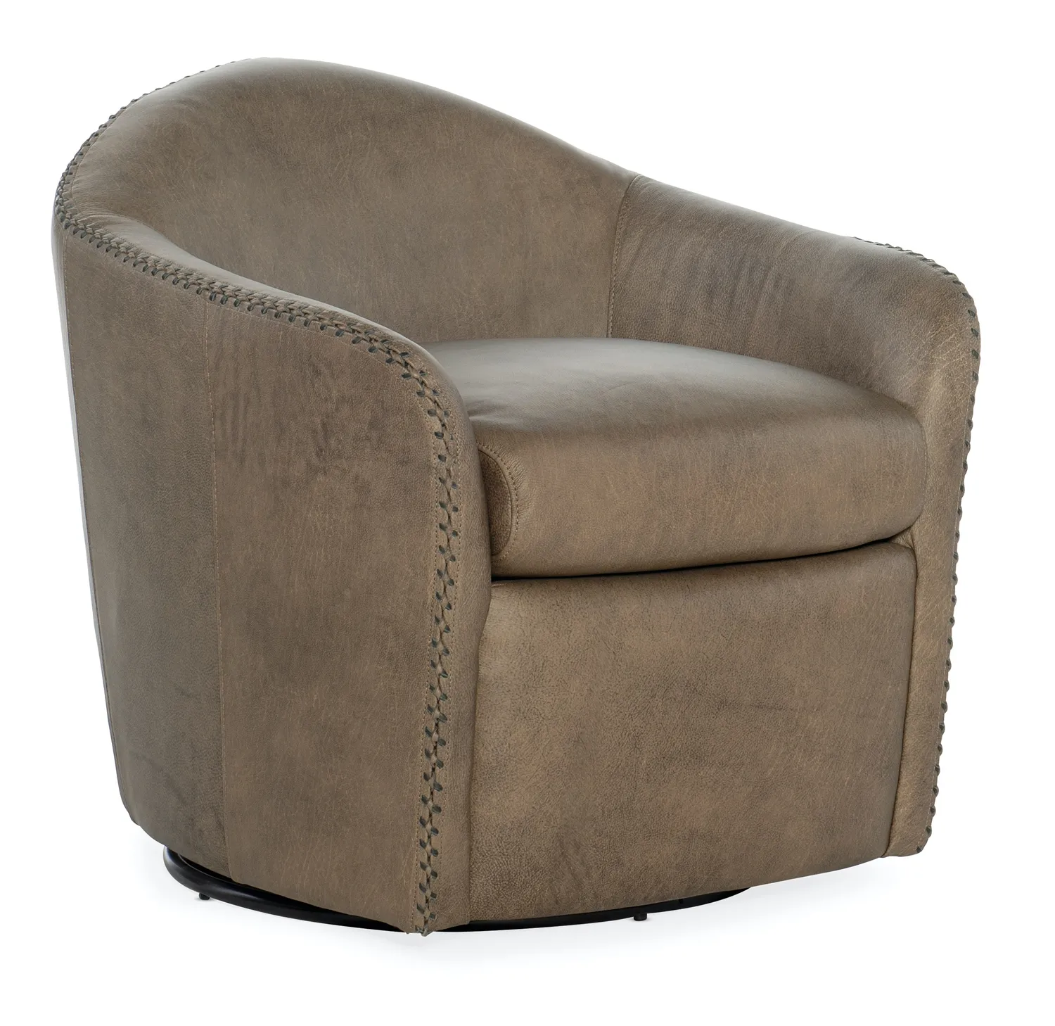 ROPER SWIVEL BARREL CLUB LEATHER CHAIR