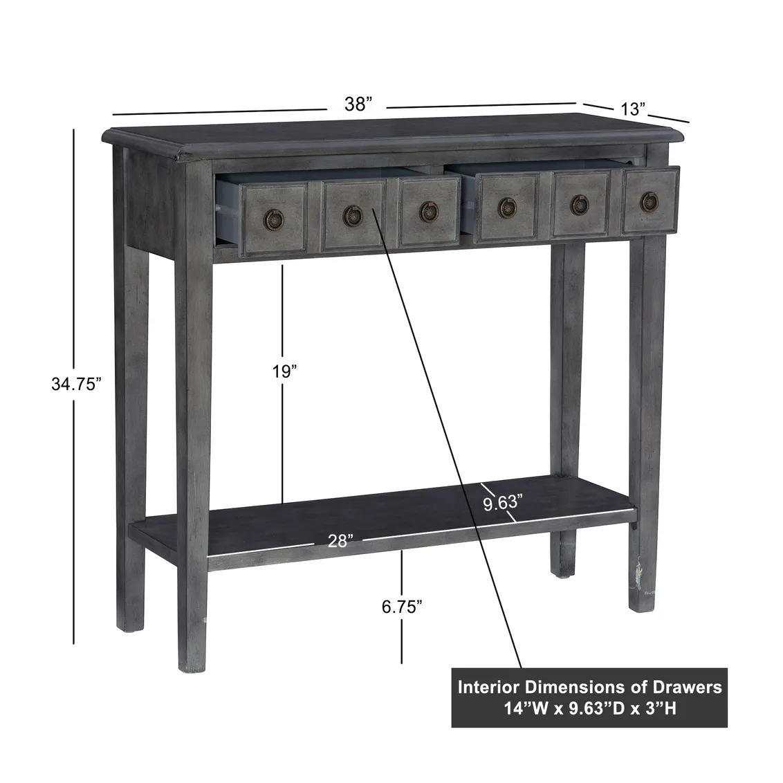 SADIE 38" CONSOLE - GREY