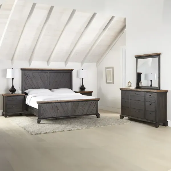 Steve Silver Bear Creek Brown Queen 4-Piece Bed, Dresser, Mirror & Nightstand Set In Chocolate & Sable