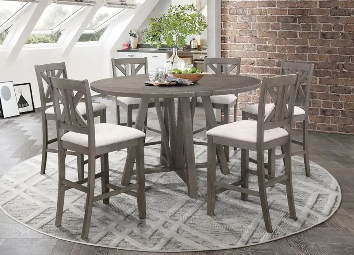 Coaster Athens Round 60 Inch Drop Leaf Counter Dining Table Grey