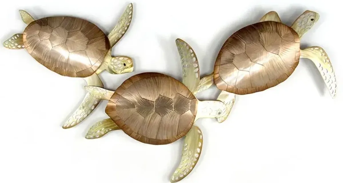 Copper Art Triple Sea Turtles Metal Wall Art
