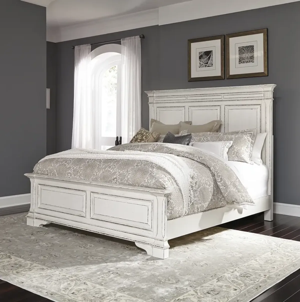 Liberty Furniture Abbey Park Antique White King Panel Bed