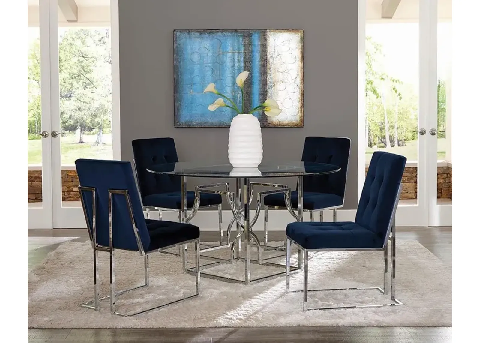 Coaster Cisco Velvet Upholstered Dining Side Chair Chrome