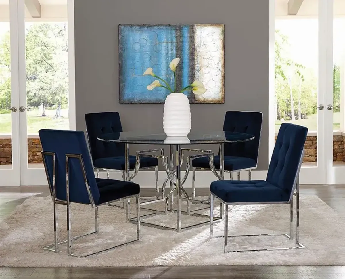 Coaster Cisco Velvet Upholstered Dining Side Chair Chrome