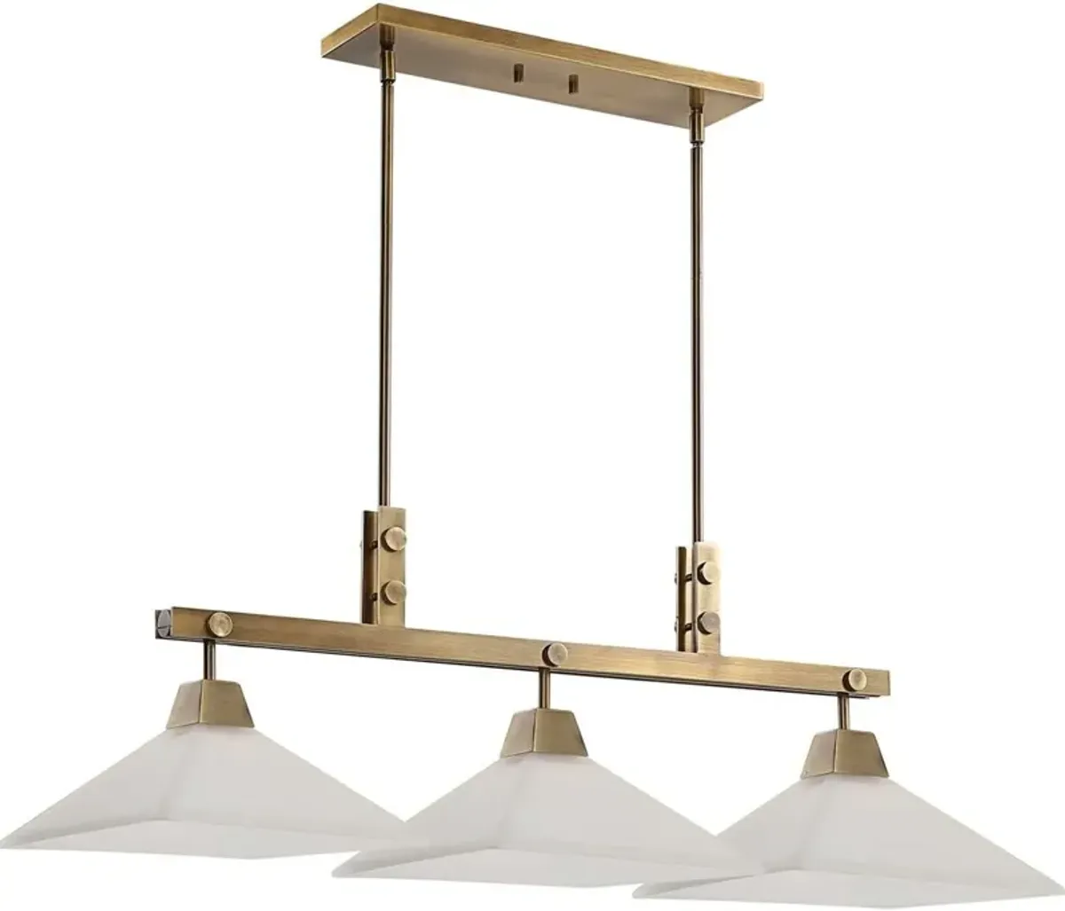 Uttermost Brookdale Aged Brass Industrial 3-Light Linear Chandelier