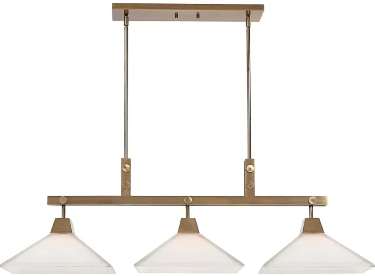 Uttermost Brookdale Aged Brass Industrial 3-Light Linear Chandelier