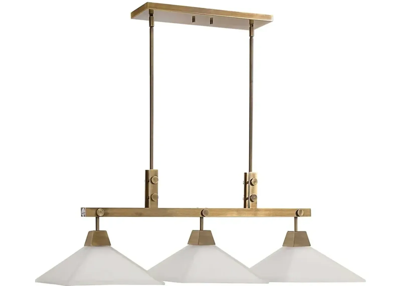 Uttermost Brookdale Aged Brass Industrial 3-Light Linear Chandelier