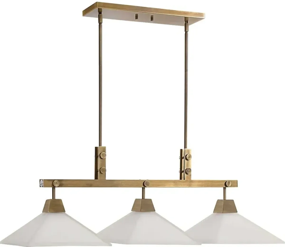 Uttermost Brookdale Aged Brass Industrial 3-Light Linear Chandelier