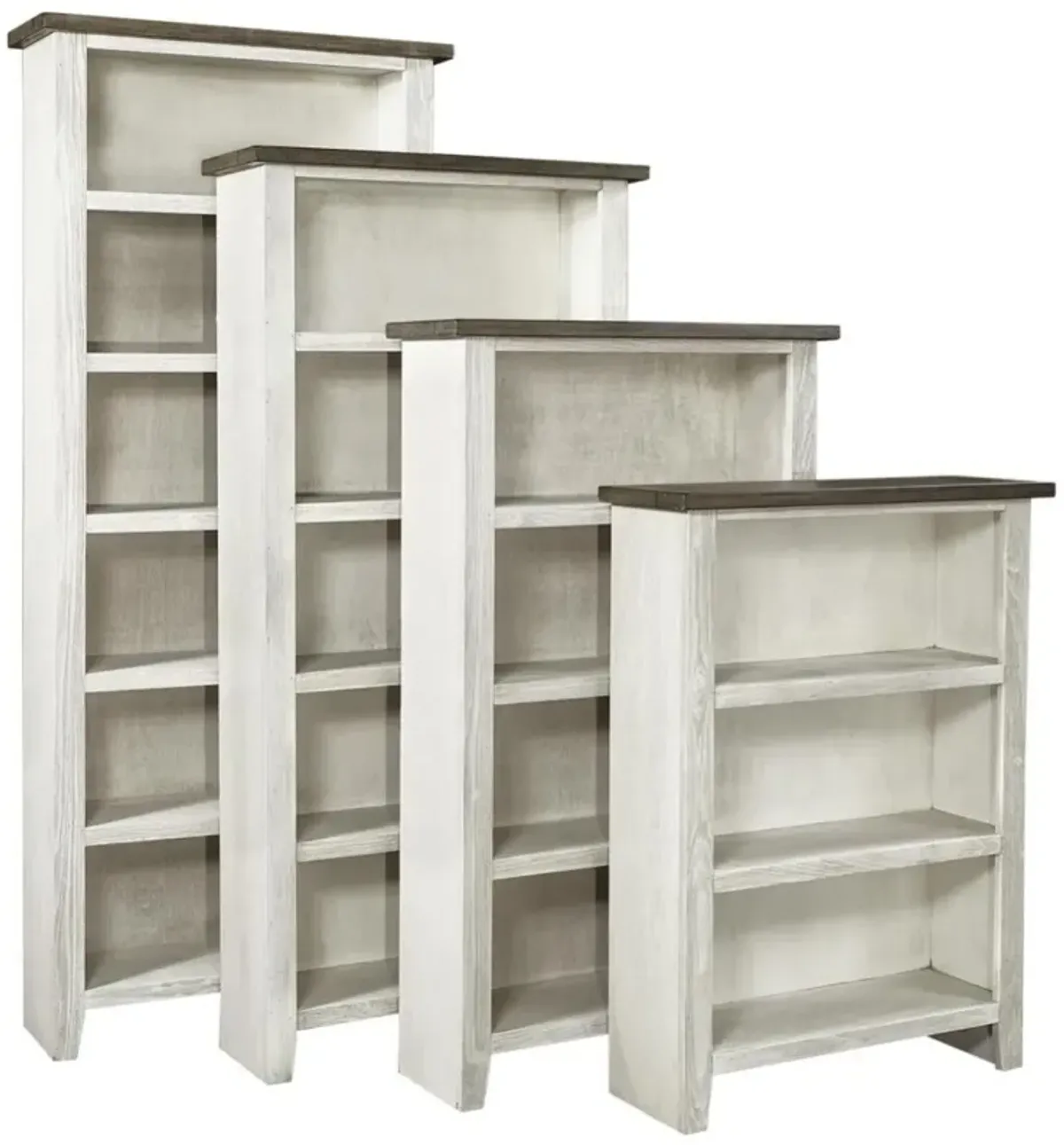 Aspenhome Eastport Drifted White 84 Inch Bookcase with 5 Fixed Shelves