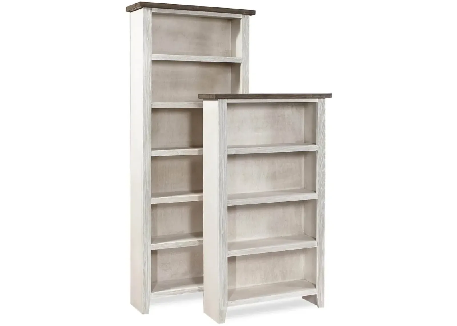 Aspenhome Eastport Drifted White 84 Inch Bookcase with 5 Fixed Shelves