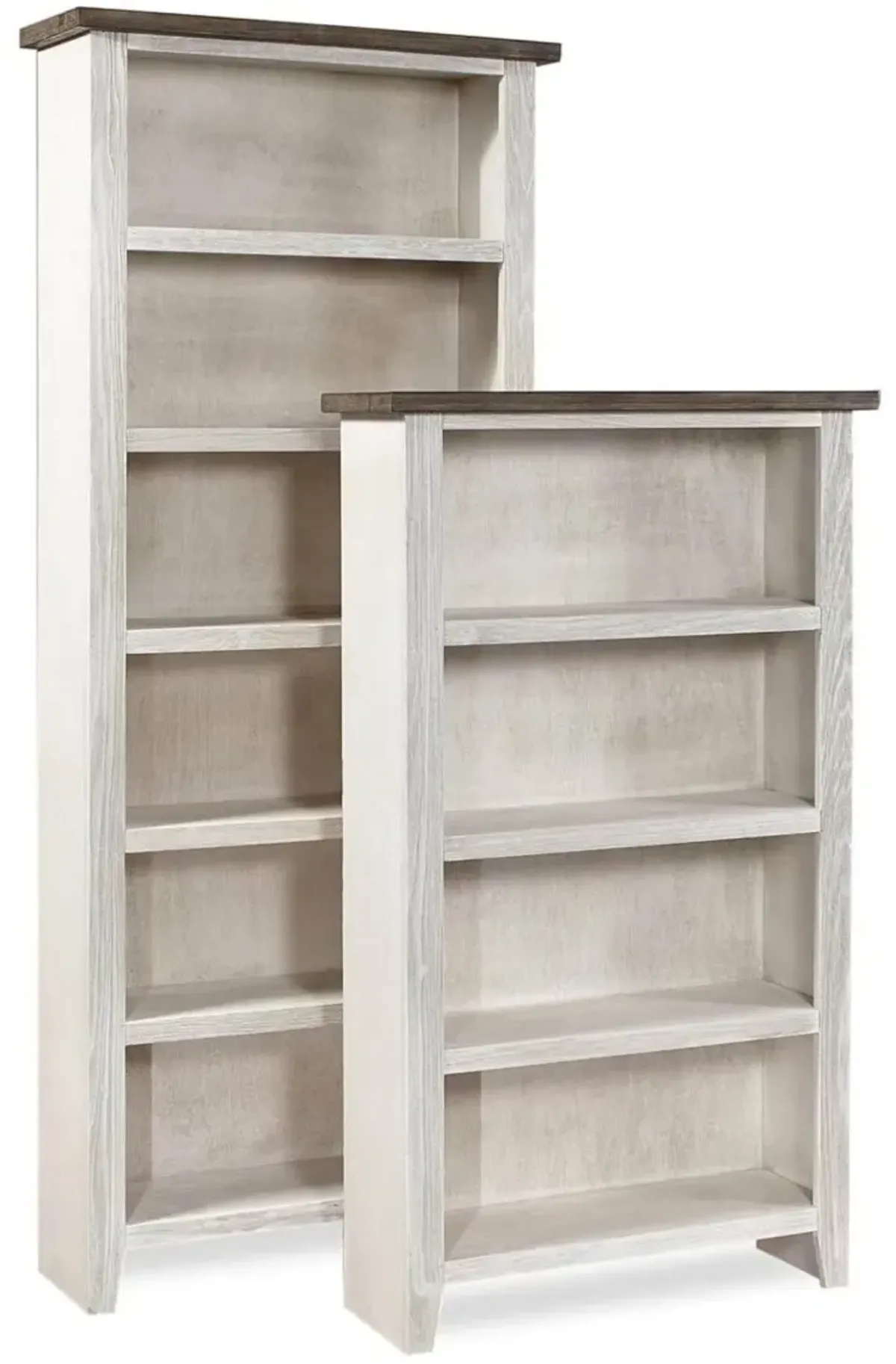 Aspenhome Eastport Drifted White 84 Inch Bookcase with 5 Fixed Shelves