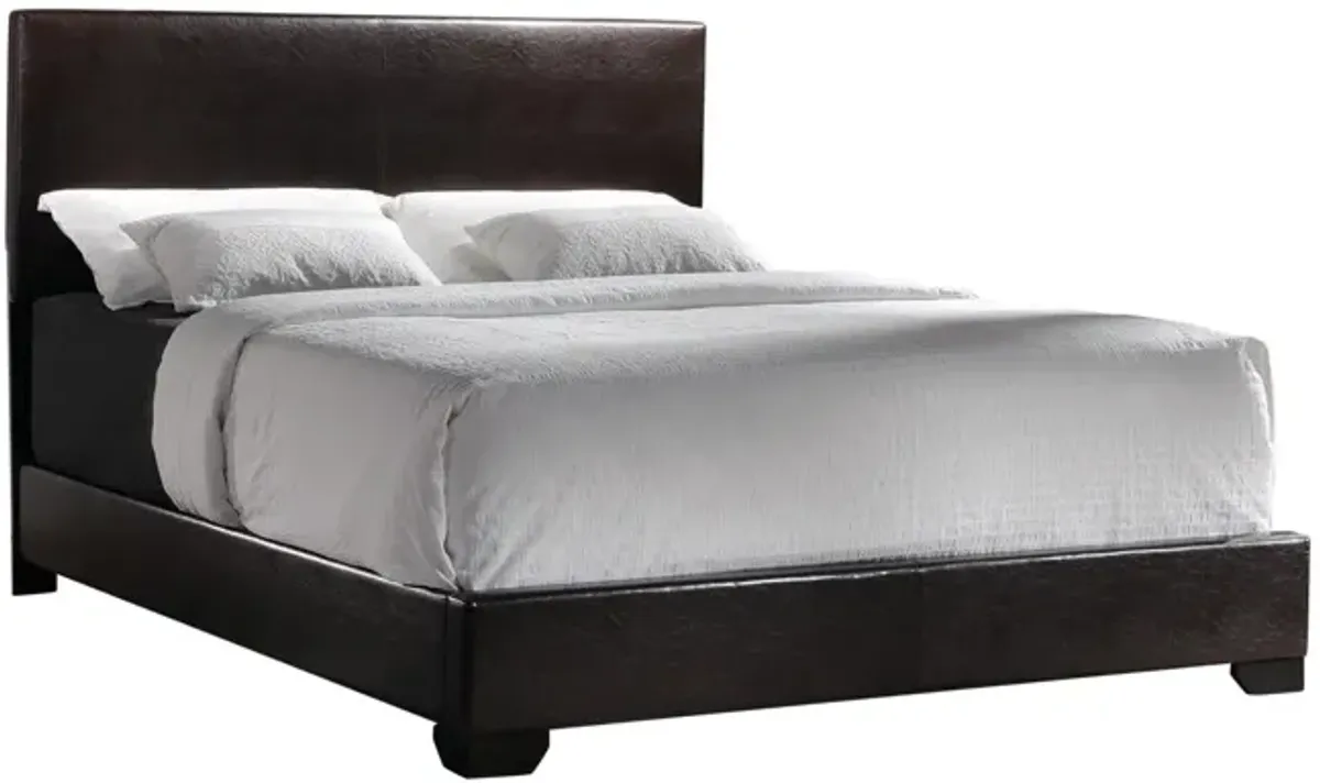 Coaster Conner Upholstered King Panel Bed Dark Brown