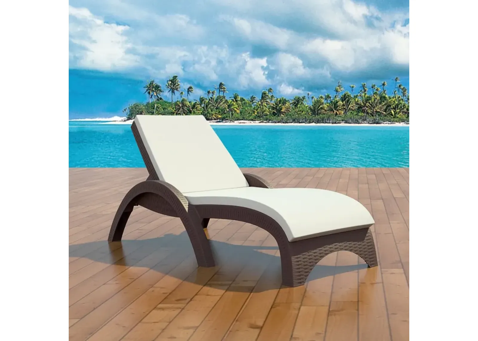 Compamia Miami Resin Wickerlook Chaise Lounge Chair Brown