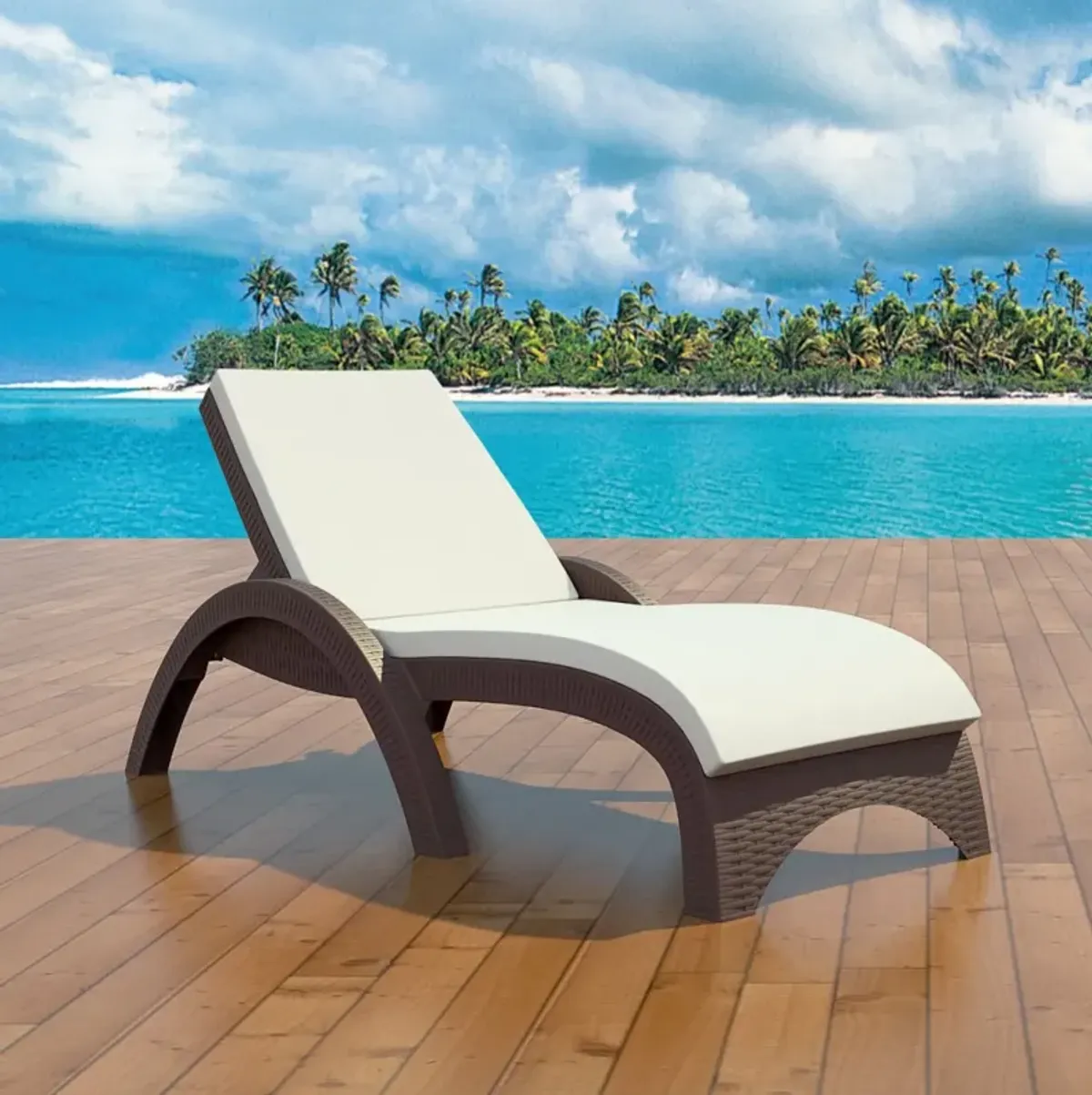 Compamia Miami Resin Wickerlook Chaise Lounge Chair Brown