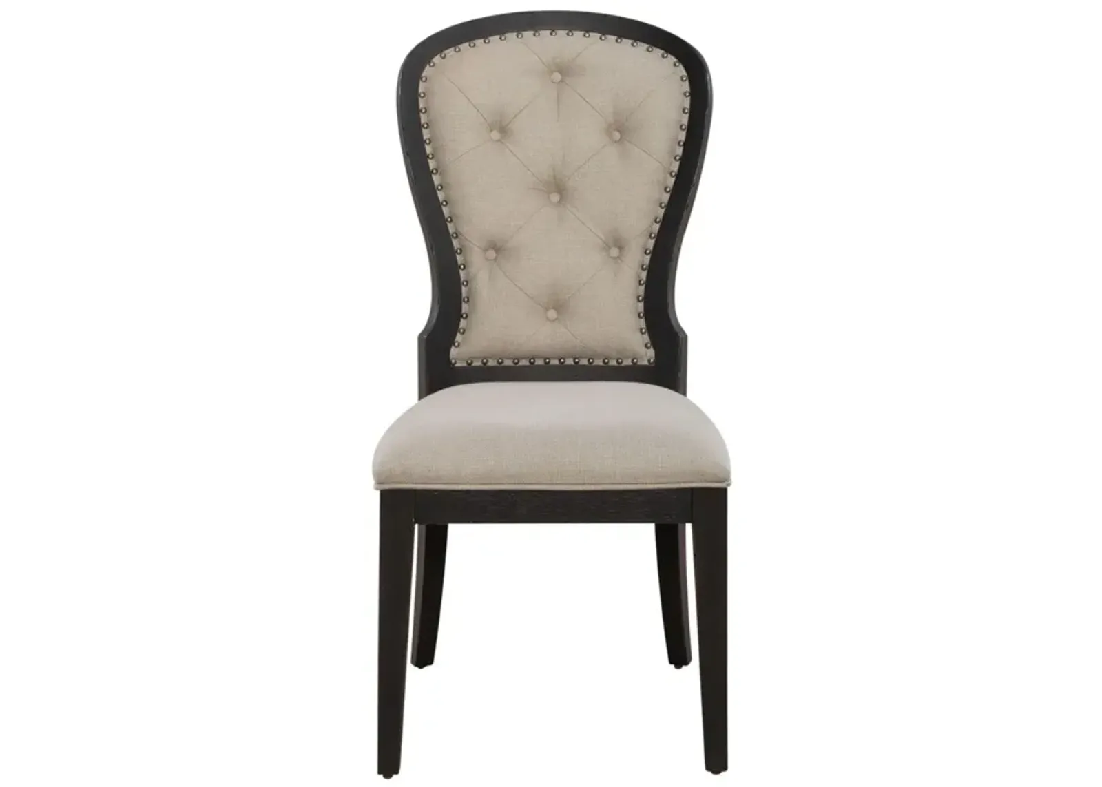 Liberty Furniture Americana Farmhouse Black/Dusty Taupe Upholstered Tufted Back Side Chair