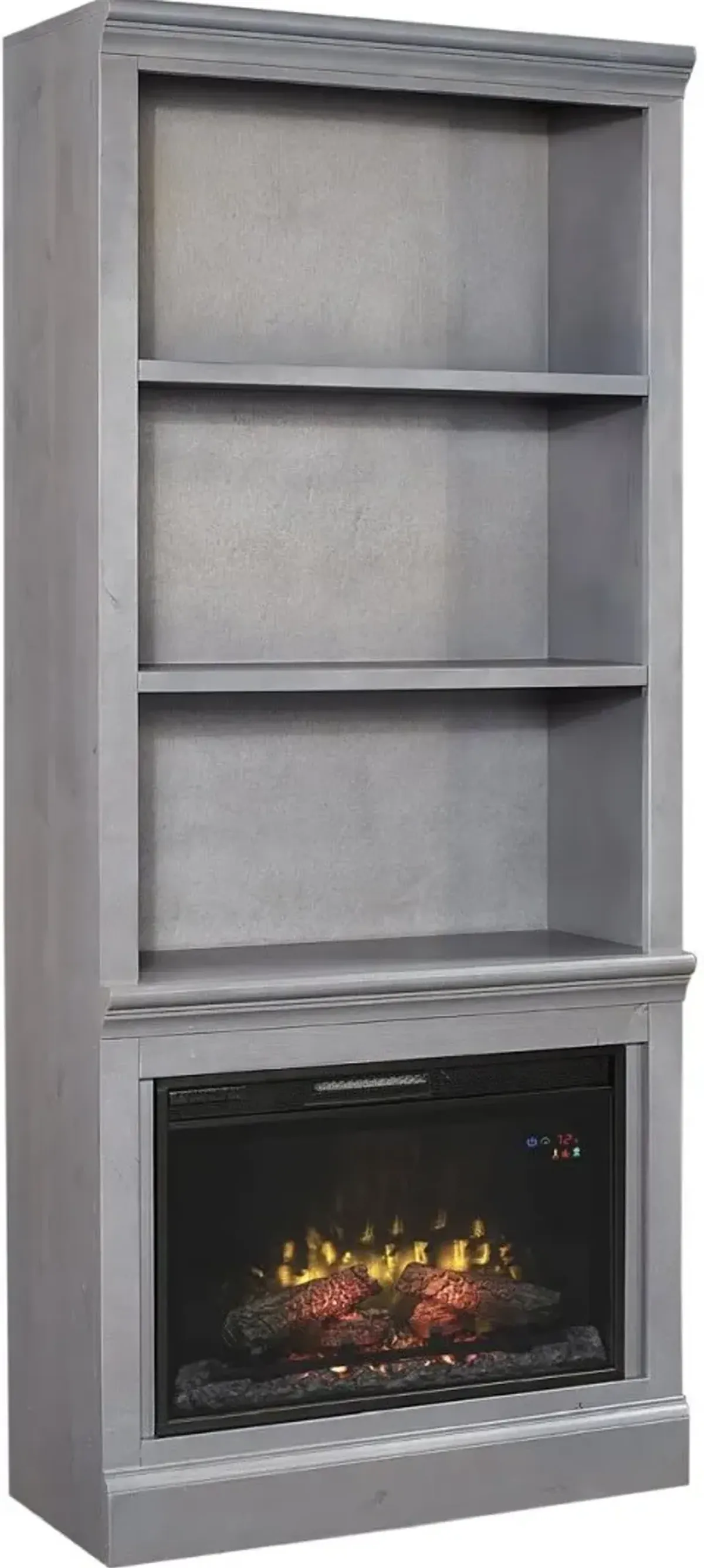 Aspenhome Churchill Smokey Grey 74 Inch Fireplace Bookcase